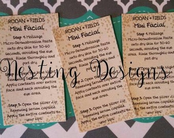 Rodan + Fields Mini Facial Cards**Instant Download**