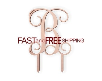 Wooden Wedding Cake Topper Letter "B" - Choose Any Style, 5 Inches Tall With