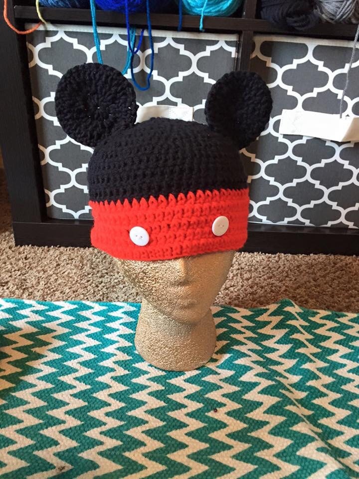 Mickey mouse crocheted hat by CraftyDiva23 on Etsy