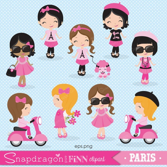 Paris Girl clipart Paris clipart Shopping clipart Cute