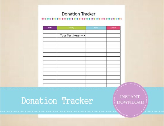 donation tracker budget and finance planner printable and donation tracking