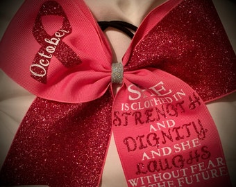 Awareness GLITTER Cheer Bow~PINKtober Breast CANCER
