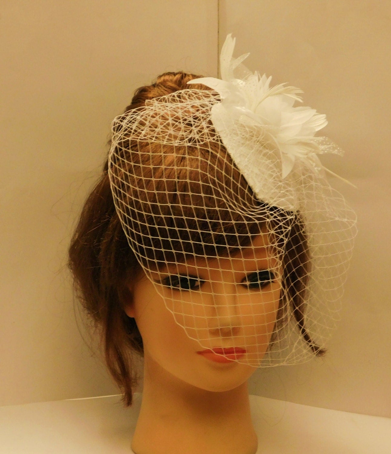 Birdcage veil Hat Fascinator Ivory Weddinghat Race Royal