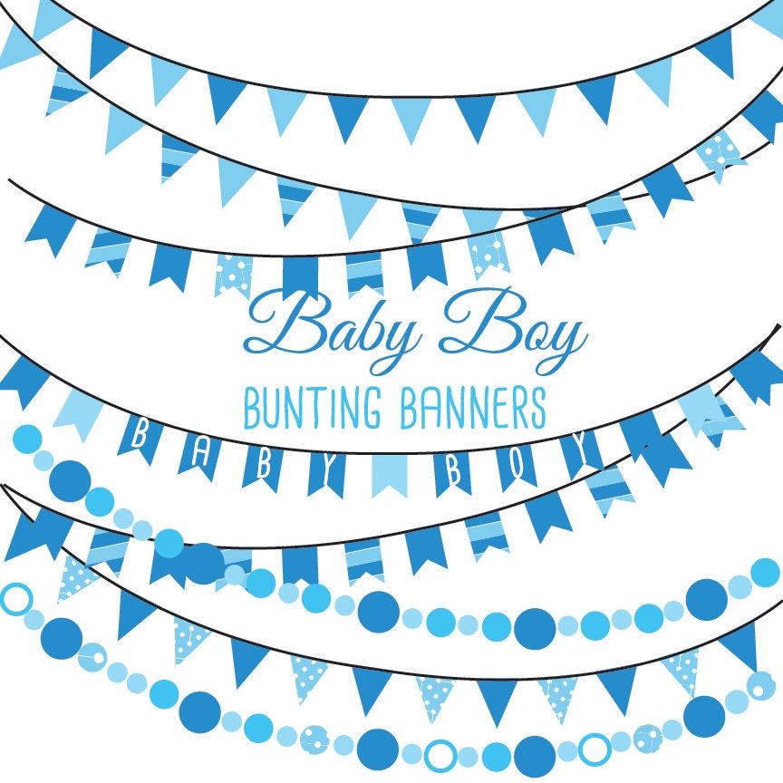 Baby Boy bunting banners Digital clip art