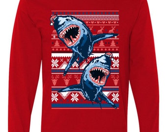 Santa Shark Ugly Christmas Sweater Long Sleeve Shirt