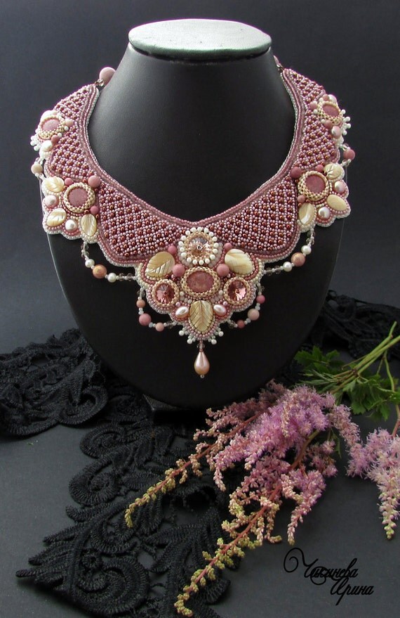 Items similar to embroidered necklace  beadwork jewelrybeaded Items similar to embroidered necklace  beadwork jewelrybeaded