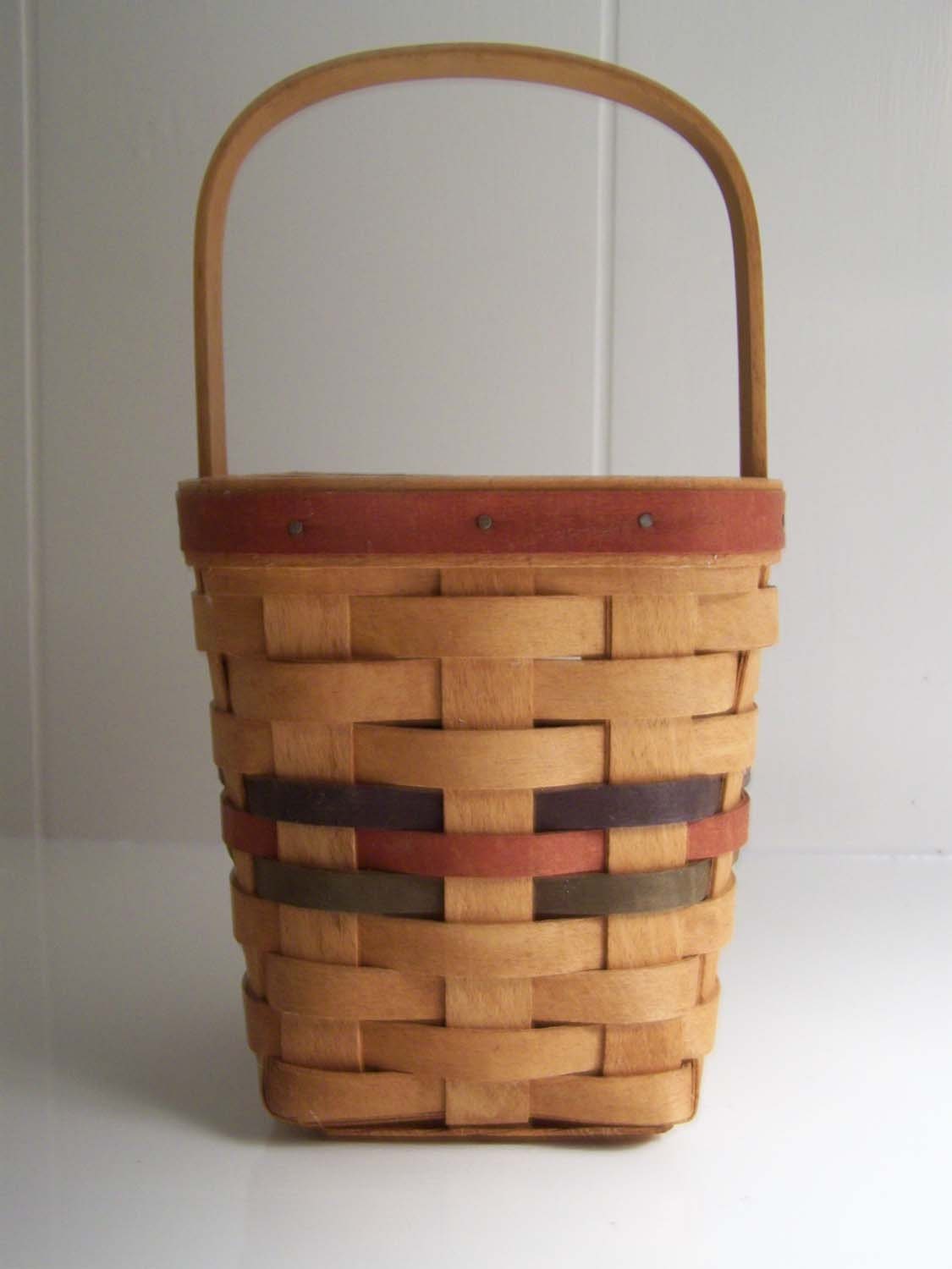 Longaberger Medium Peg Basket Woven Traditions with Liner 1992