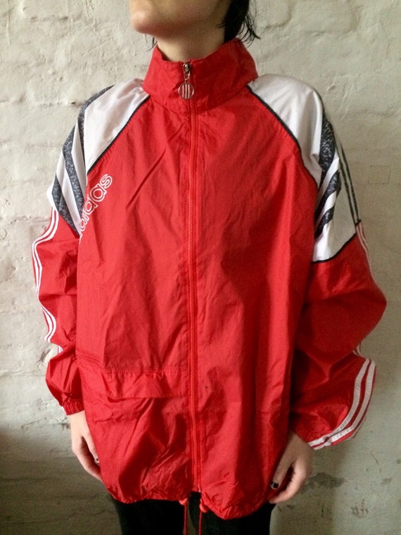 red blue and white adidas jacket