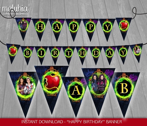 descendants-birthday-banner-instant-download-disney