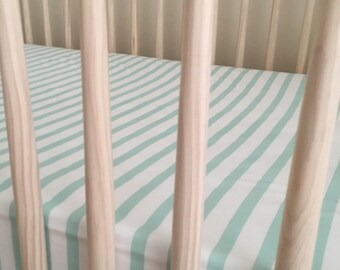 Mint Stripes Crib Sheet, stripes, mint baby nursery bedding, gender neutral, fitted crib sheet, mint baby bedding, baby boy, baby girl crib