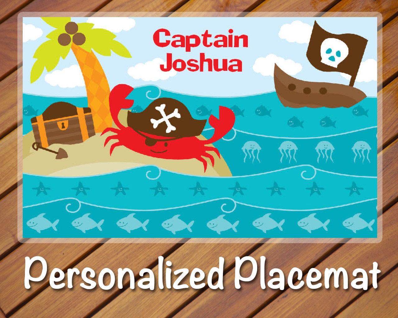 Personalized Placemat Pirates personalized gift for kids