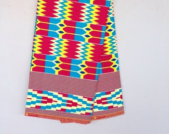 Blue/ kente/ gold red green kente Ankara by AnkaraAfricanFabric