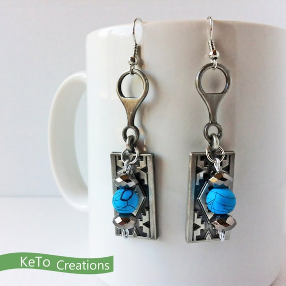 Teal Earrings, Gothic, Charmed Earrings, Enchanting Earrings, Southwestern, Turquoise, Be a maze runner in your own laby