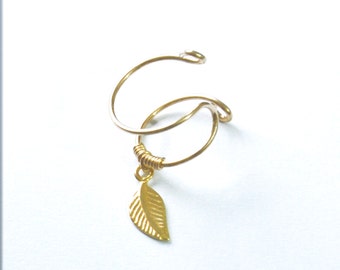DOUBLE WRAP CUFF, Leaf Ear Cuff, Ear Cuff, Fake Piercing, No Piercing, Double Cuff, Cartilage Cuff, Cuff