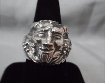 Sterling Silver Sz 7 Satyr w/ Grapes Ring