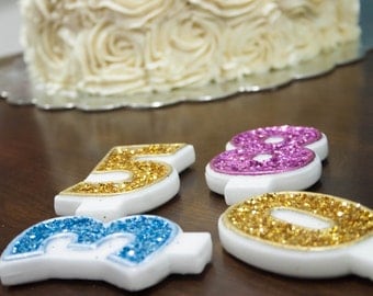 Glitter Birthday Candle, Candle, Glitter, Sparkly Candle, Pick Your Number, Pick Your Color