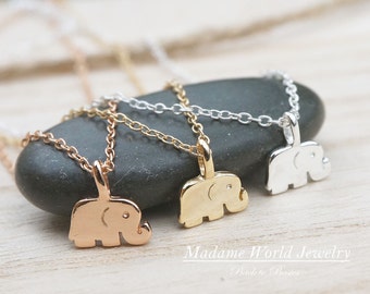 Dainty Tiny Baby Elephant Necklace, Sterling Silver Minimalist, Simple, Delicate Jewelry, Good Luck Elephant, Good Luck Amulet