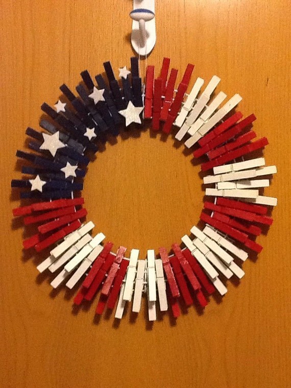 4th Of July American Flag Clothespin Wreath 9705