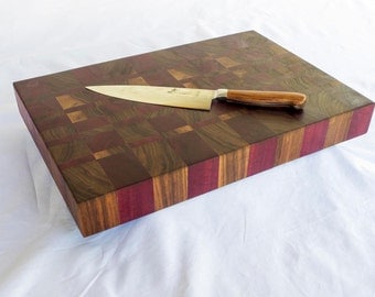 EndGrain Cutting Board, Black Walnut, Purpleheart