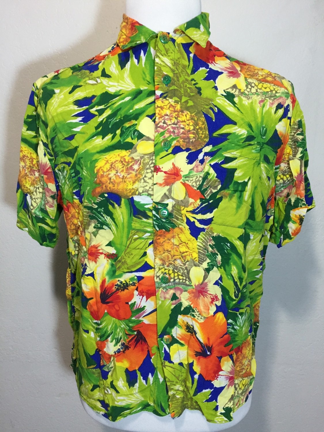 vintage jams world aloha shirt hawaiian tropical rayon size