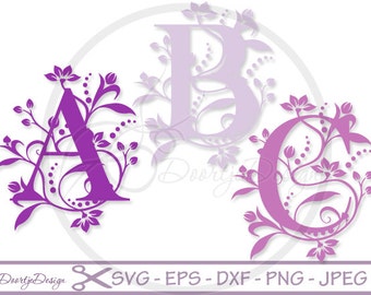 Monogram Letters SVG, Alphabet svg files, svg files for cricut, svg font files, silhouette files DXF, monogram svg, eps, jpeg, dxf files