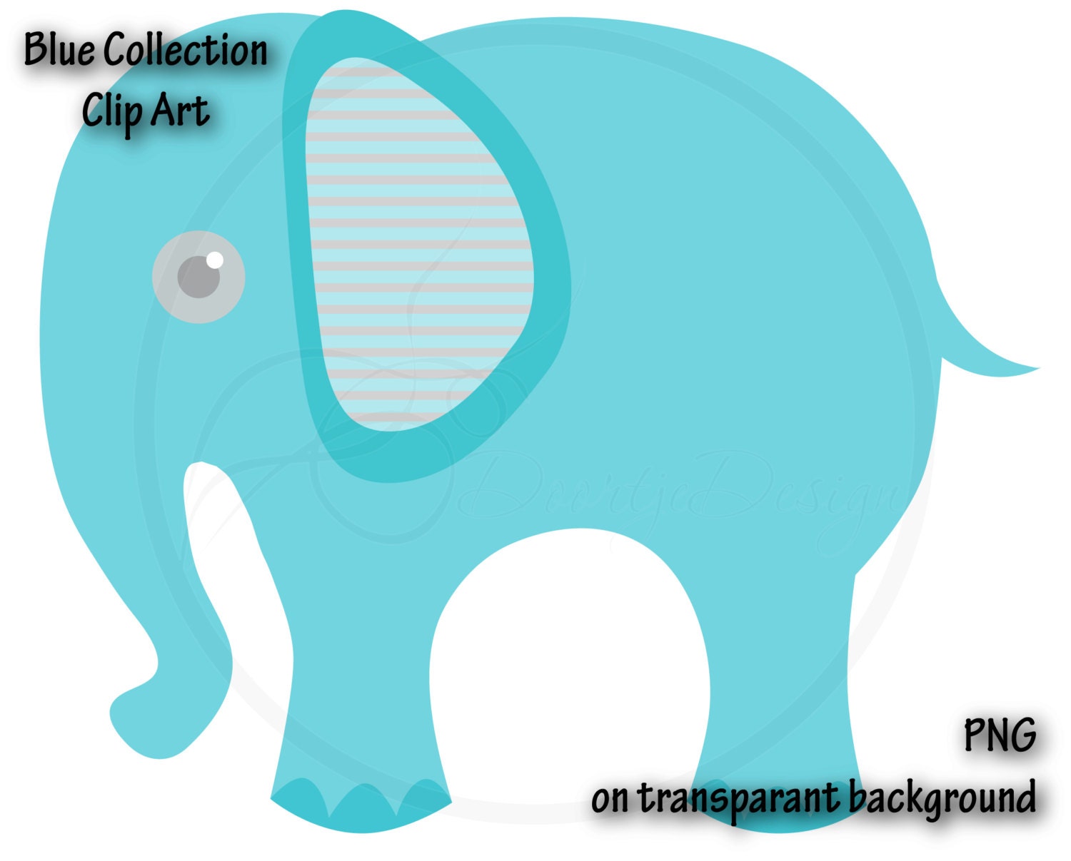Digital Elephant Blue Clipart, Blue Elephant, Baby Shower ...