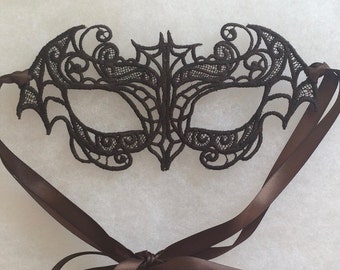 Elegant Lace Bat Mask, Halloween, black mask, lace mask, masquerade mask, Day of the Dead mask