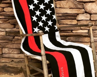 Firefighter Birthday- Firefighter Blanket - Thin Red Line Quilt - Firefighter- Thin Red Line - Firefighter Gift- For Him- For Her - Red Line