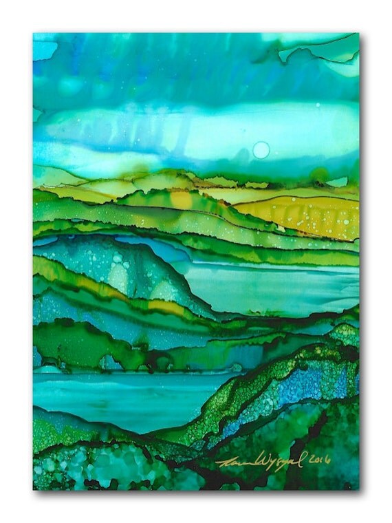Alcohol Ink Landscape Print / Abstract Art by Karen Wysopal