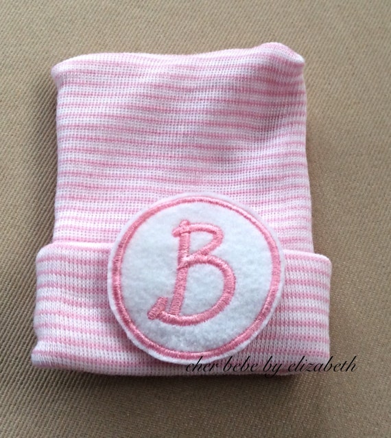 Monogram initial Newborn Beanie free gift wrap Newborn girl