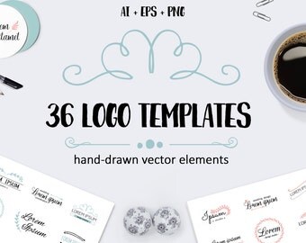 36 Vector logo templates. Logotypes. Premade logo. Vector branding elements. Brand identity. Floral logo. Photography logo. Rustic logo set