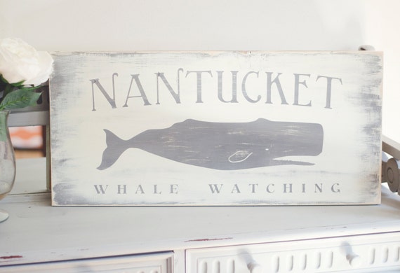 Nantucket Wooden Sign Whale Watching by SweetDeerDesigns