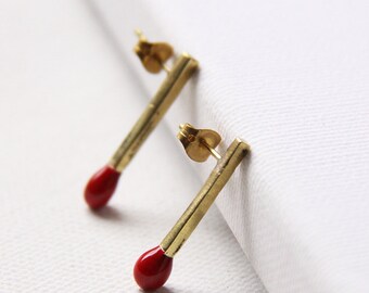 Red Matches Stud Earrings