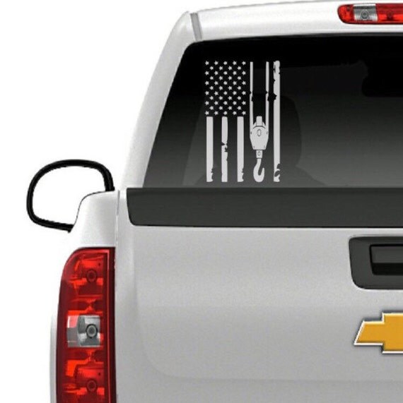 Crane Operator Flag Decal / American Crane Flag Decals / Crane