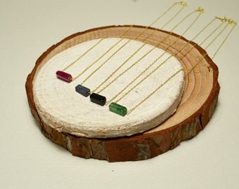 Rectangular Dyed Stone Silver Necklace