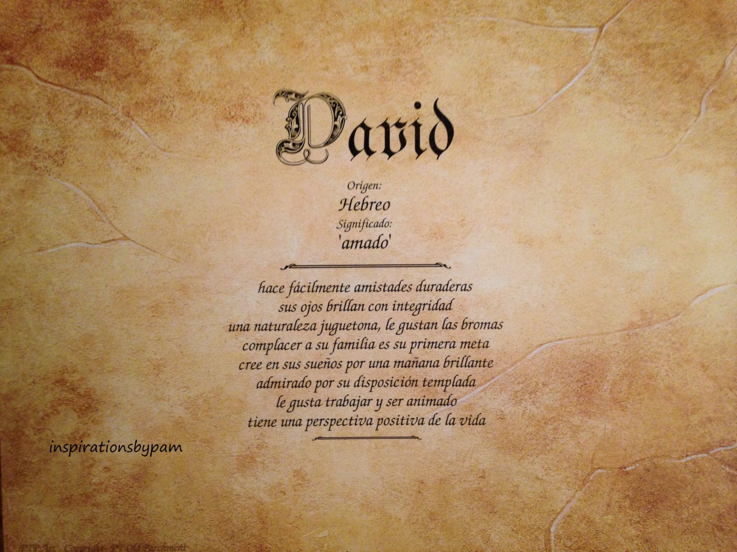 Spanish First Name Meaning Art PrintDavid