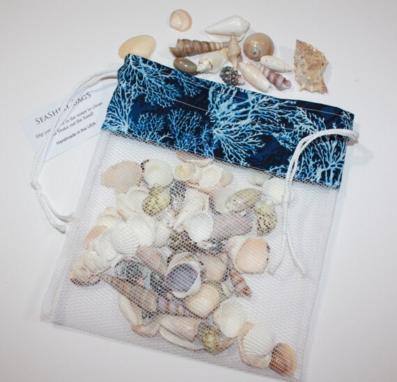 Sea Shell Collecting BagsDrawstring SeaShell BagsBlue