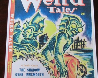 Weird Tales Magazine Cover Poster H.P. Lovecraft Shadow Over Innsmouth
