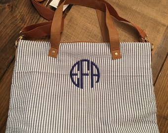 Seersucker Shoulder Bag, Bridesmaid Gift, Monogrammed Shoulder Bag, Monogrammed Purse, Personalized Bag, Monogrammed Bag, Gift for her, bags