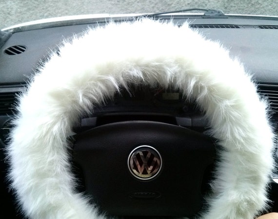 White Fuzzy Steering Wheel Cover Car accesories Fuzzy Car