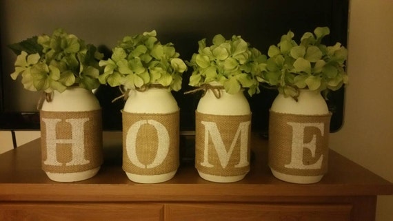 Items Similar To Mason Jar Centerpiece Home Decor Painted Mason   Il 570xN.1030815842 95wf 