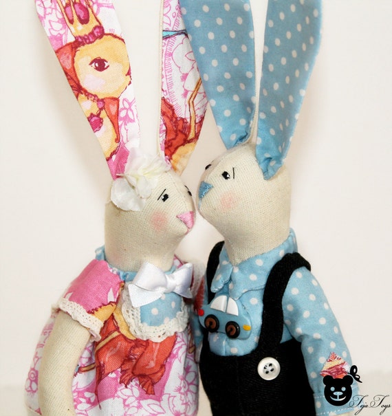 Stuffed rabbit Bunny doll Woodland animals by KristinaTejaToys