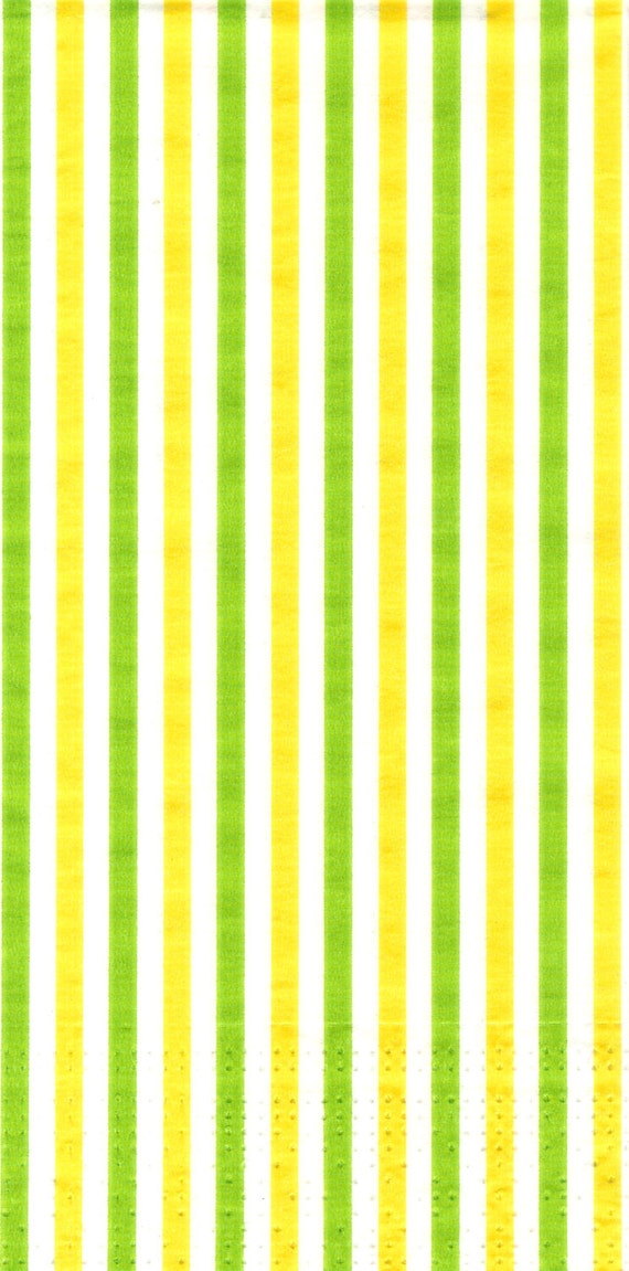 Striped decoupage paper napkins 4 green and yellow napkins