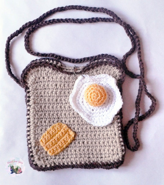 Crochet Buttered Toast Bag Small Purse Cute Crochet by Charmanyarn