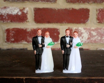 Vintage Bride and Groom Cake Toppers - Vintage Wedding - Cake Toppers - Altered Art - Mixed Media - Assemblage - Scrapbooking