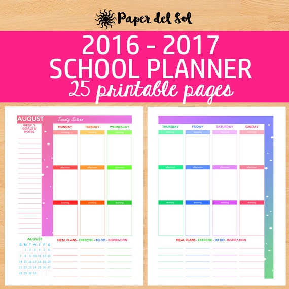 weekly planner printable monthly calendar school by paperdelsol