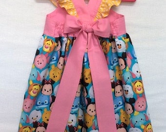 Tsum Tsum Dress, Disney Dress, Baby Girl Dress, Little Girls Dress, Tsum Tsum Party Dress, Flutter Sleeve Dress