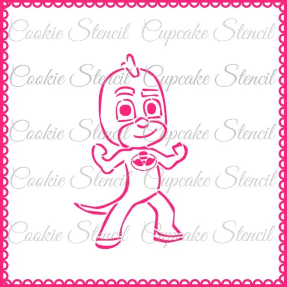 PJ Masks Gecko Stencil for cookie decorating by Sugarartstencils