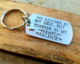 Personalized stamped pet memorial keychain. Dog keychain. Loss of pet. Dog lover gift. Pet sympathy gift. Dogs name gift. Personalized dog.