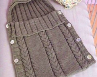 Baby Knit, Cocoon, Bunting, Sleeping Bag, Knitting Pattern, PDF Instant Download.